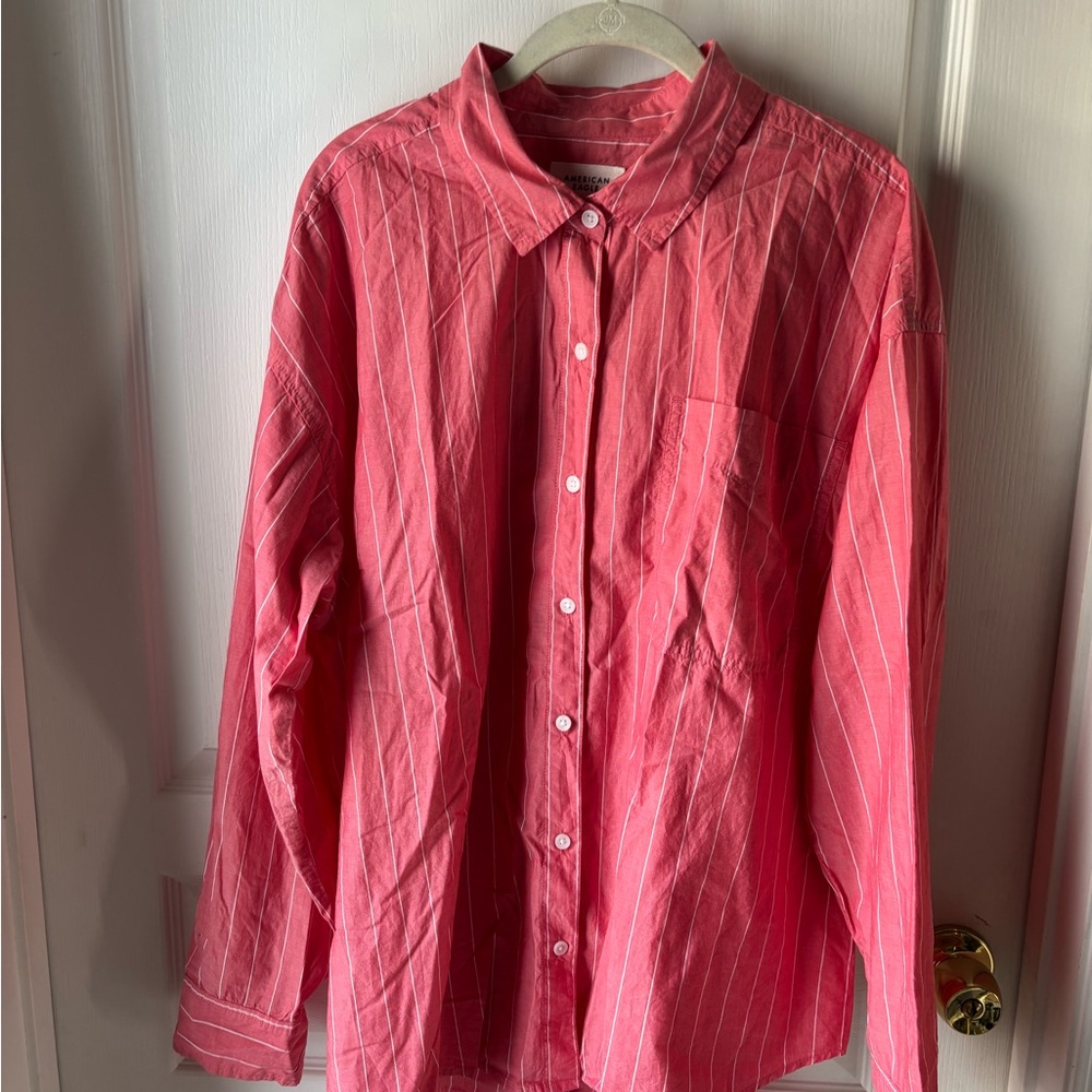 American Eagle Outfitters Pink Button Down Shirt